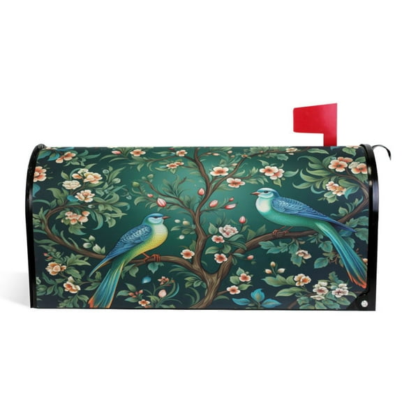 Ryvnso Mailbox Cover Birds on Flowers Magnetic Mailbox Wrap Standard Size 21x18 Inch