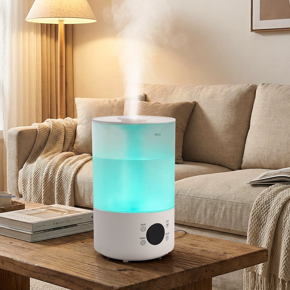 Humidifier for Bedroom, 4L Cool Mist Top-Fill 18H Long Time, Quiet 36db, Large Capacity Humidifier with Remote Control, 7-Color RGB Light, Auto Shut-off for House, Plant, Large Room