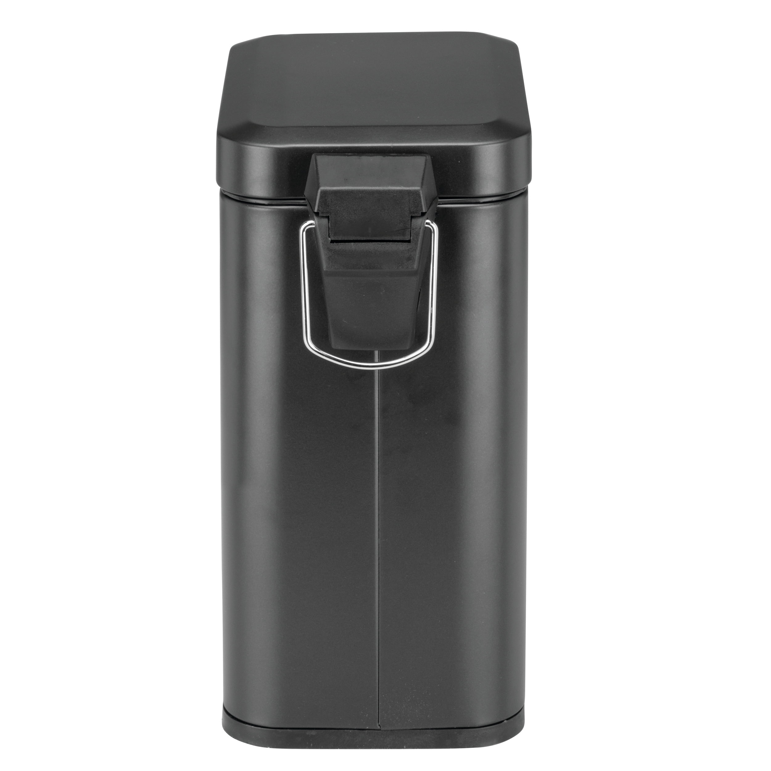 iDesign Rectangular Compact 1.3 Gallon Bathroom Step Trash Can - Perfect for Primary Bathrooms, Guest Baths, and Powder Rooms - Matte Black