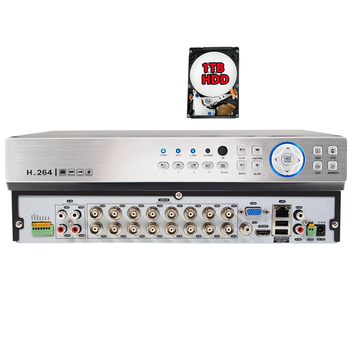 EVERTECH 16 Channel HD Hybrid Digital Video Recorder Compatible with