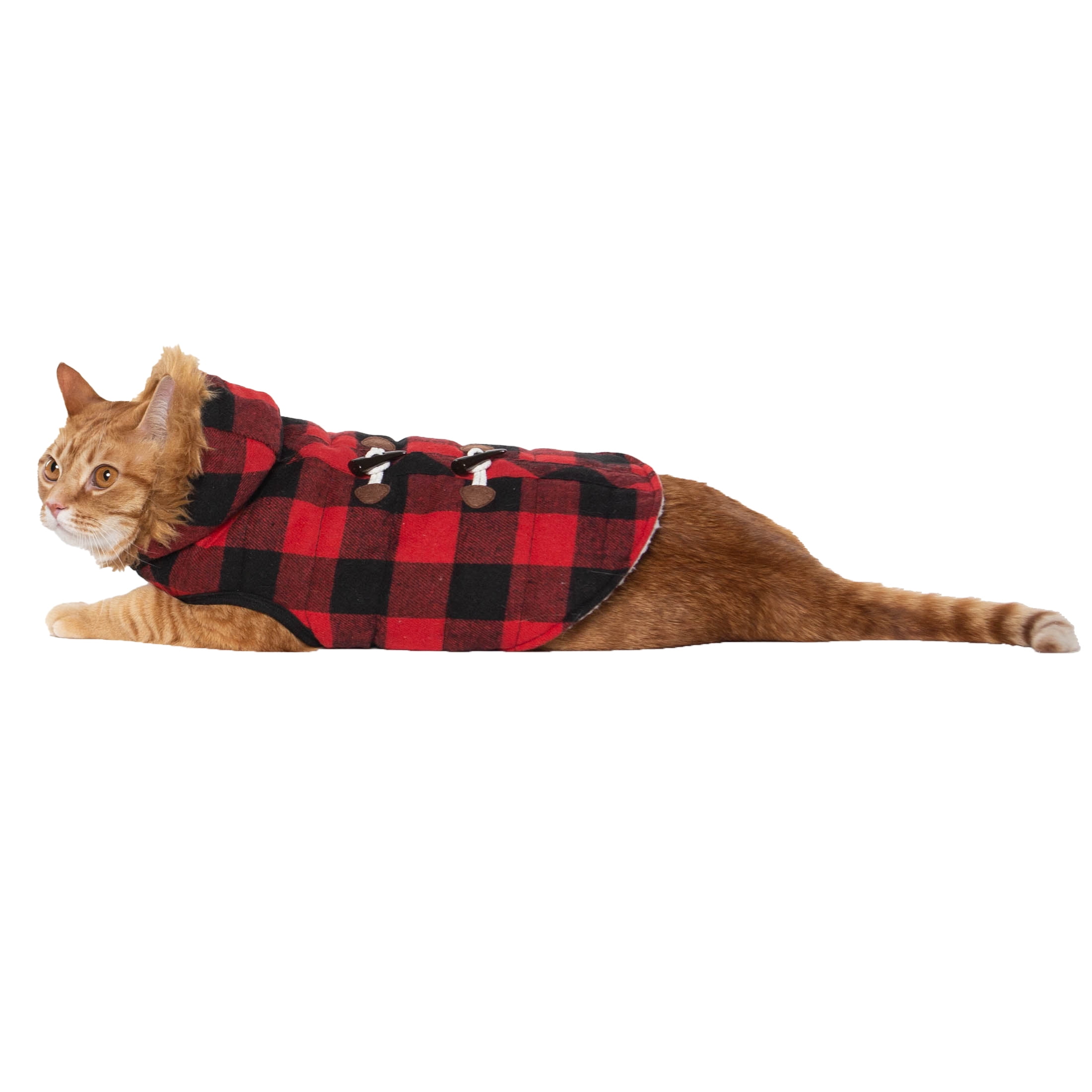 Vibrant Life Dog Clothes: Red & Black Buffalo Plaid Peacoat