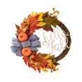 thumbnail image 4 of Corona de calabaza artificial para puerta de entrada, corona de otoño para cosechar en el exterior, ventana de Halloween, 40 cm x 40 cm, corona de, 4 of 9