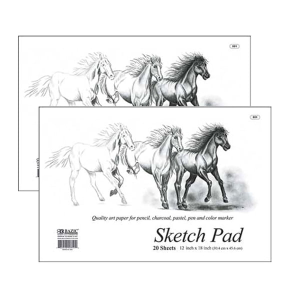 BAZIC Sketch Pad 20 Sheet 18"x12" Sketchbook Drawing Pads for School, 2-Pack