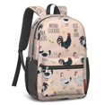 thumbnail image 2 of Rooster and Text Pink Pattern 17" School Backpacks for Teens,Waterproof Oxford Fabric,S-Shape Padded Straps for School,Travel,Hiking,Camping, 2 of 6