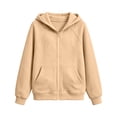 thumbnail image 5 of DJDLJWCJ Boys Full Zipper Hoodies Long Sleeve Warm Solid Color Hooded Sweatshirt for Boys Zip Up Jacket Beige Size 11, 5 of 9