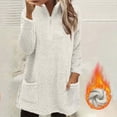 thumbnail image 2 of Womens Tops Fall Fashion Fuzzy Fleece Pullover Sweatshirt Fall Winter Clothes Soft Warm Long Hoodie With Pocket Blouses For Women, 2 of 6