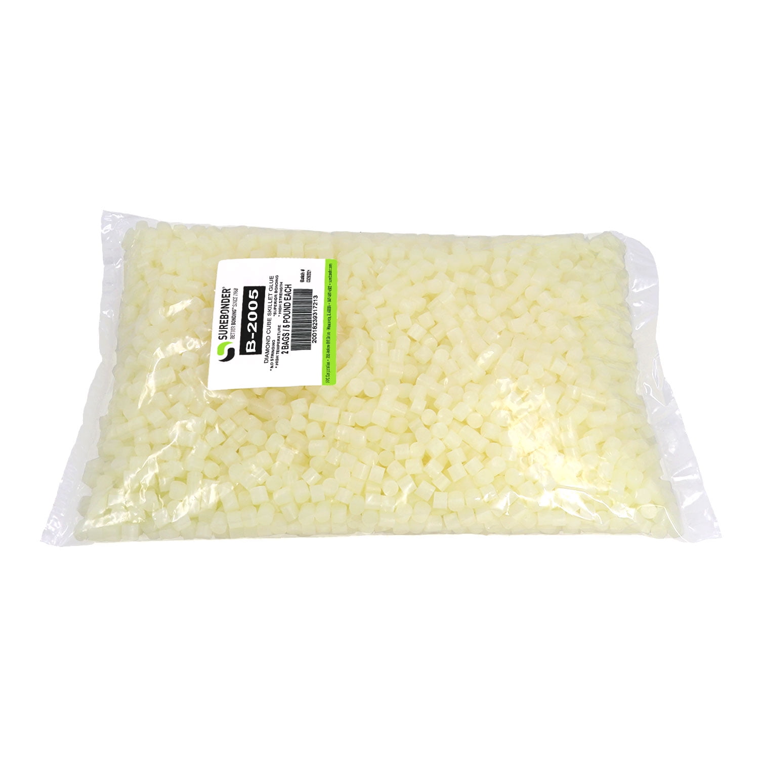 Surebonder B-2005 Less Stringing Skillet Glue Cube Pellets for Crafts and Floral Projects, 5 lb Bag, Use in Surebonder Glue Skillets, Cream Color