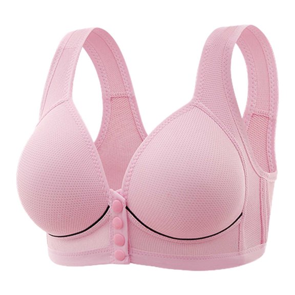 khonts,Women's Front Closure Support Bras Full Coverage No Underwire Push up Bra Wireless Comfort Soft Bralettes for Older Women Rose Gold 46