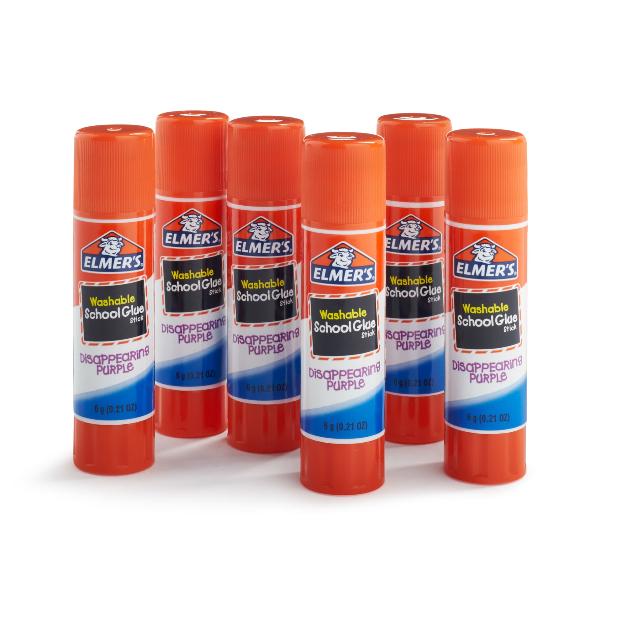 Barritas de pegamento escolares Elmer's púrpura que desaparece, lavables, 0.21 oz, 6 piezas 5