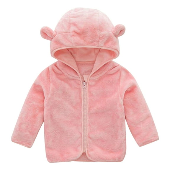 Generic Cute Down Tops Toddler Kids Baby Winter Warm Long Sleeve Jacket Outerwear Floral Hooded Zipper Padded Outwear for Girls Boys(Pink,6-12 Months)