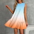thumbnail image 6 of cocolona Summer Sleeveless Mini Dress Crew Neck Ruffle Flowy Tank Dress Fashion Casual Gradient Color Holiday Beach Sundress XL, 6 of 7