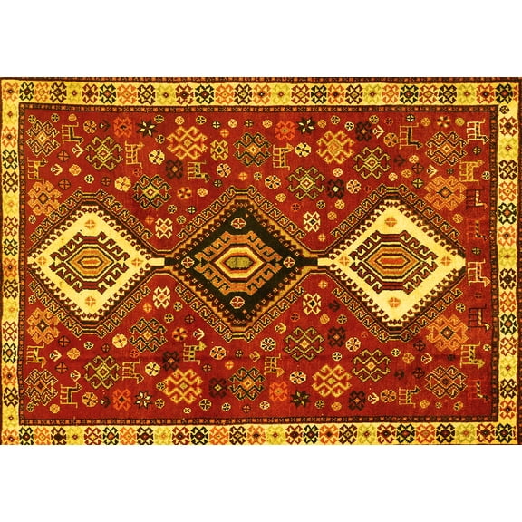 Ahgly Company Indoor Rectangle Persian Yellow Traditional Area Rugs, 5' x 7'