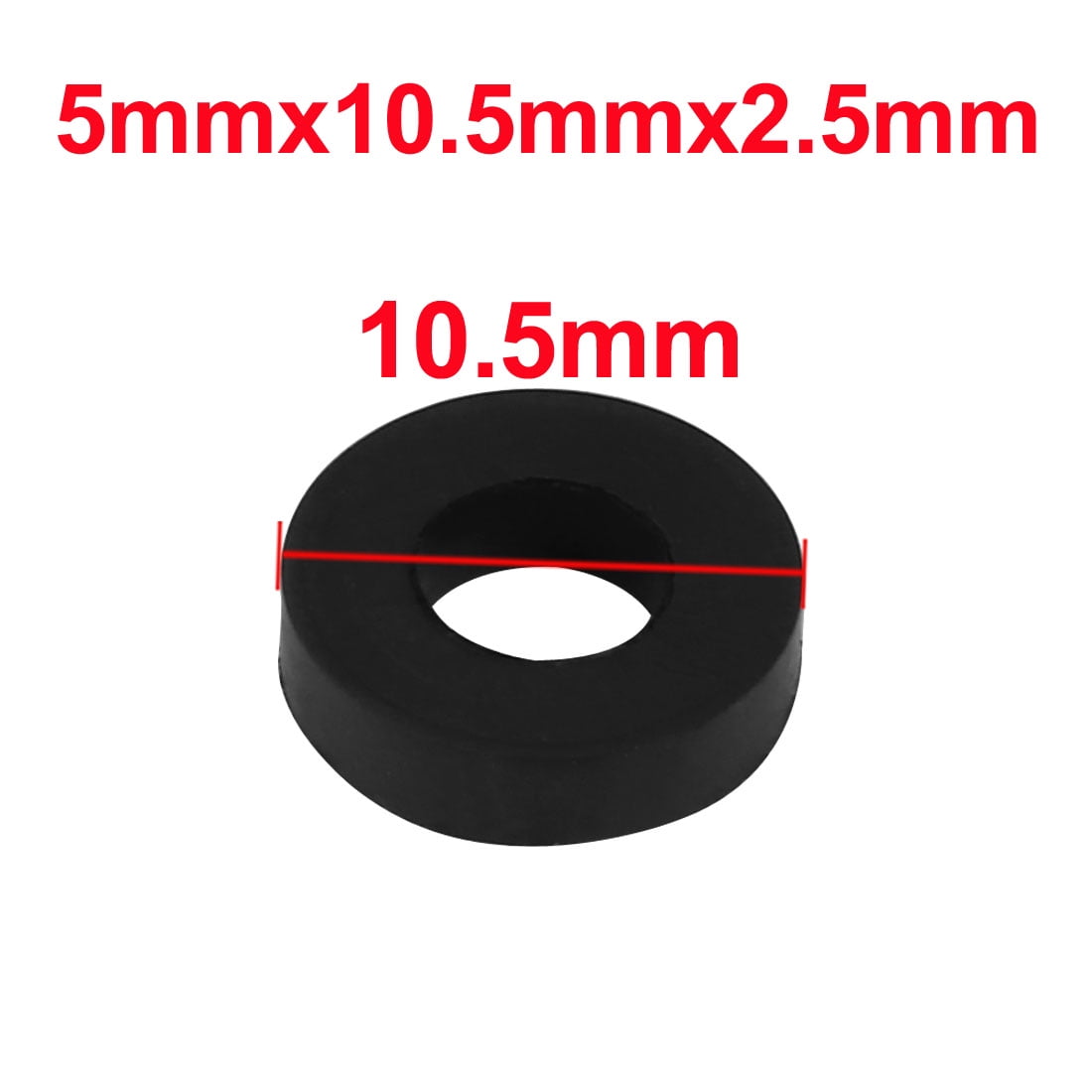 40pcs Black Rubber Round Flat Washer Assortment Size 5x10.5x2.5mm Flat Washer 