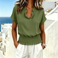 thumbnail image 3 of Women's V-Neck Short-Sleeve Waist-Cinching Casual Loose Summer Top, 3 of 8