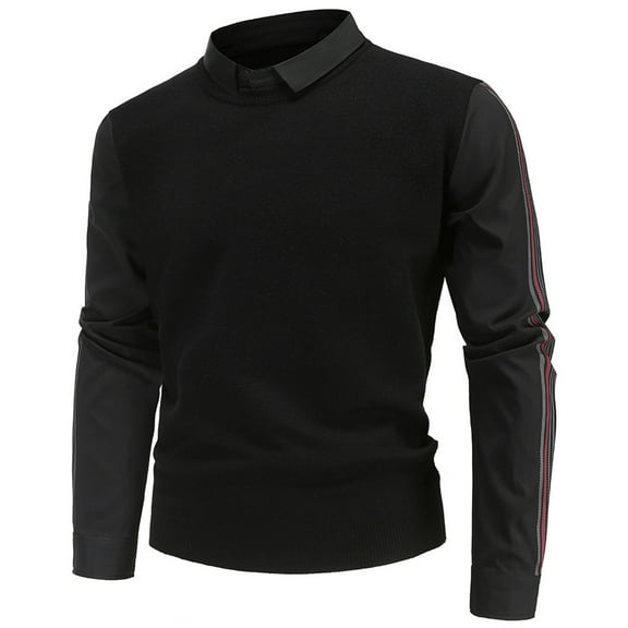 JINMGG V Neck Sweaters for Women Fall Winter Clearance,Men's Spring and Sweater Pullover British Slim Round Neck Color Block Sweater