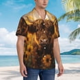thumbnail image 3 of Fotbe Cute Cow Sunflower Field Camisa Hawaiana para Hombre Unisex – Camisa Casual de Verano con Botones de Manga Corta de Algodón y Lino,Medium, 3 of 7