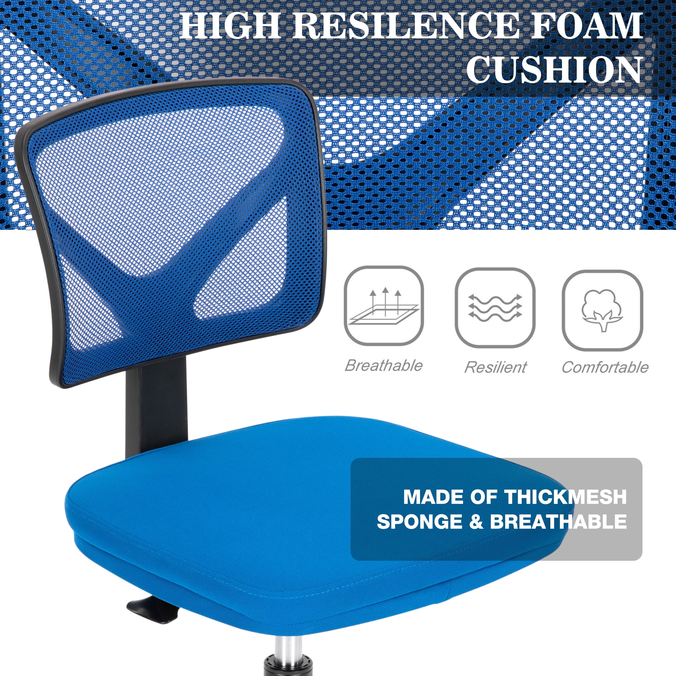 JOINSUN Desk Chair with Lumbar Support & Adjustable Height, 200 lb. Capacity, Blue