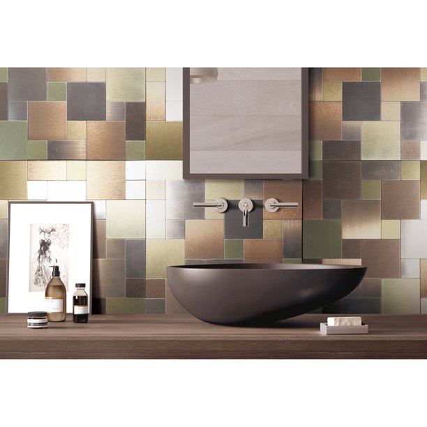 Art3d MultColor Square 12 in. x 12 in. Peel and Stick Bathroom/Kitchen