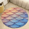 thumbnail image 4 of Mermaid Fish Scales Floral Medallion Round Rug - Small Round Area Rug, Soft Non-Slip Machine Washable Bedroom Mat Indoor Accent Entry Carpet for Office Desk Dorm Hallway, 4 of 6