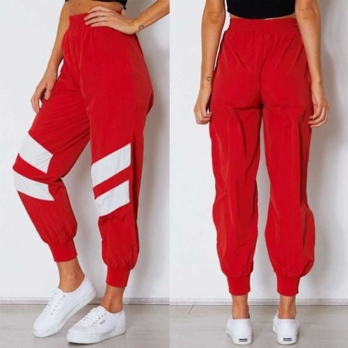red baggy joggers