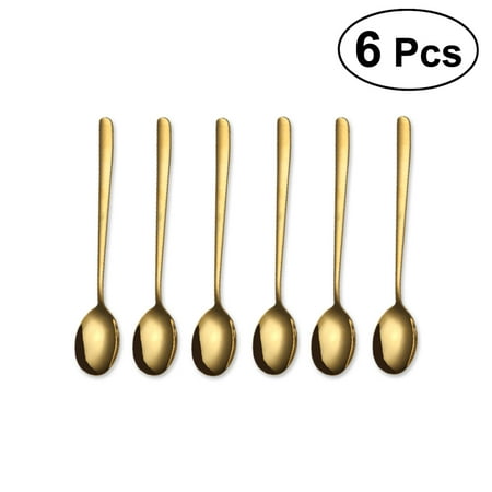 

6Pcs Stainless Steel Coffee Spoon Mixing Spoons Dessert Spoon with Long Handle (Gold)