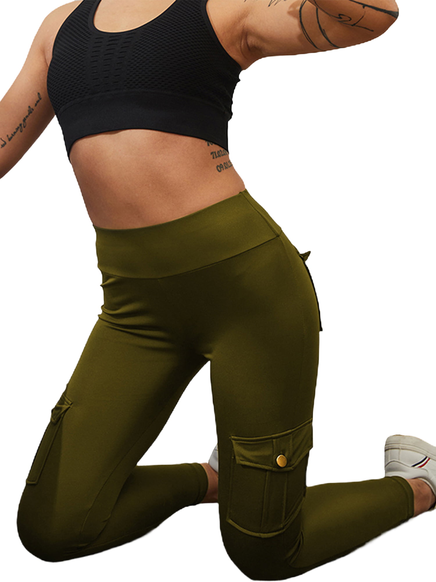 Niuer Womens High Waist Capri Yoga Pants with Pockets Moisture