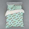 thumbnail image 2 of Abstract Duvet Cover Set, Geometric Triangles Retro Soft Tones Tribal Inspirations Pattern, Bedding Set with Shams and Fitted Sheet, 3 Sizes, by Ambesonne, 2 of 3