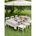 thumbnail image 5 of 60x84 Inch Outdoor Tablecloth with Umbrella Hole Zipper Rectangle Birds Floral Rectangular Tablecloths Outside Waterproof Farmhouse Country Pink Flower Leaf Grey Plaid Patio Table Cover for Picnic, 5 of 8