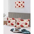 thumbnail image 4 of Red Roses Pillow Cases Standard Size Set of 2 - Microfiber Bed Throw Pillow Covers, Valentine's Day Love Floral Beige Country Decorative Lumbar Pillow Cover with Envelope Closure for Sofa 20"x26", 4 of 6