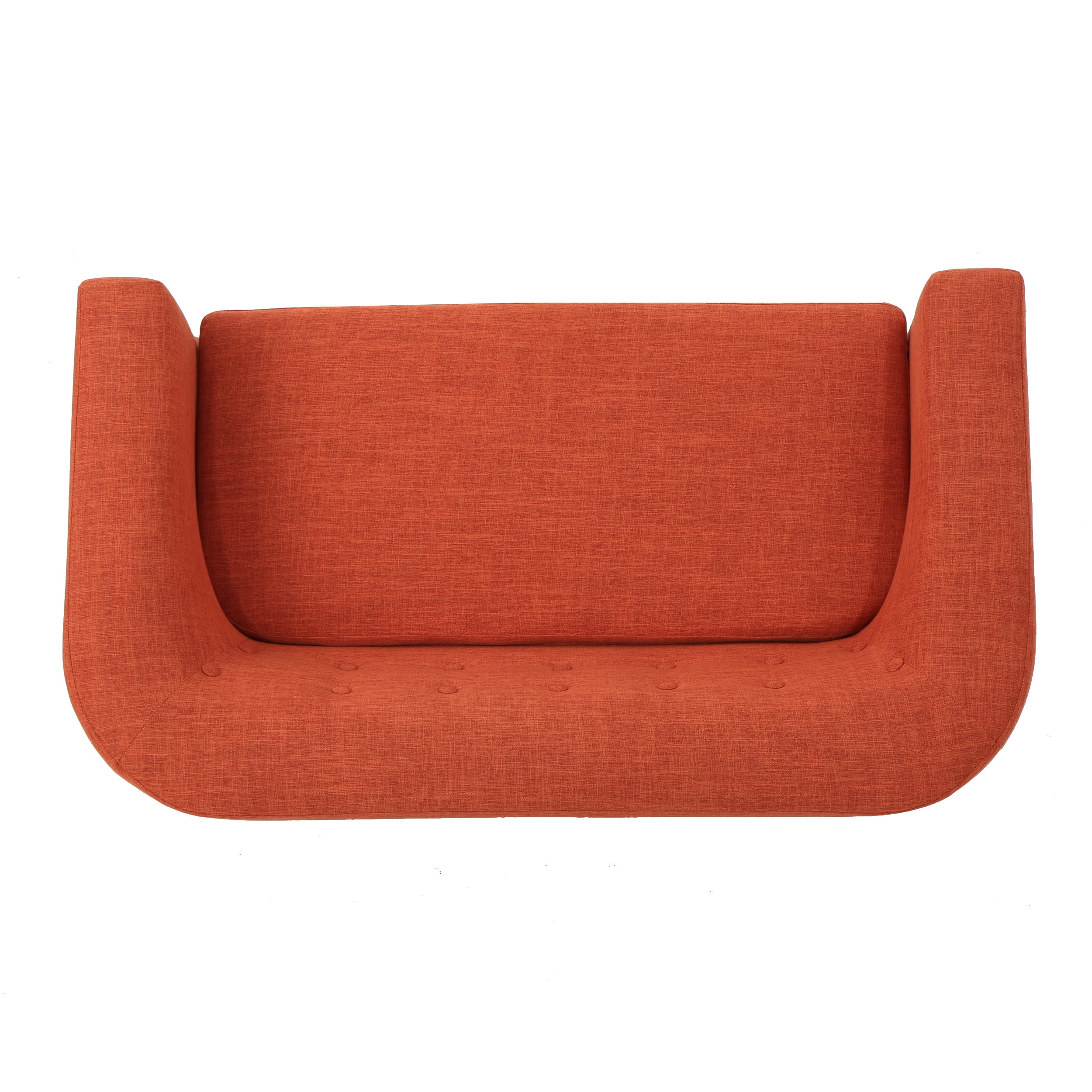 Noble House Bianca Fabric Mid Century Modern Loveseat,Muted Orange