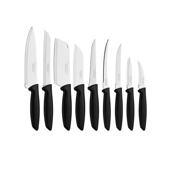 Juego Cuchillos Plenus Mango Negro 9 Piezas Plata con Negro