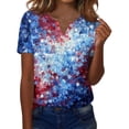 thumbnail image 2 of 4th of July Shirts Women Button Henley V Neck Short Sleeve Patriotic Tops Casual American Flag Graphic Tee T-Shirts Blue 3XL, 2 of 4