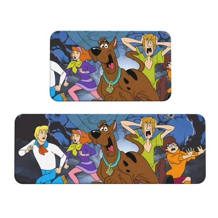 

Sigee Scooby-Doo T for Kitchen Mats for Floor 2 Piece Set Kitchen Rugs for Anti-slip Kitchen Floor Mat(17 x47.2 +17 x29.5 )