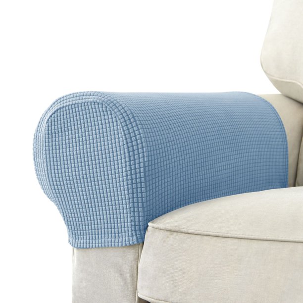 Fundas elásticas para reposabrazos, fundas de LICRA para brazos para sillas, sofás, sillones, fundas para sofá reclinable, 2 uds.(Gris claro)(Un par)