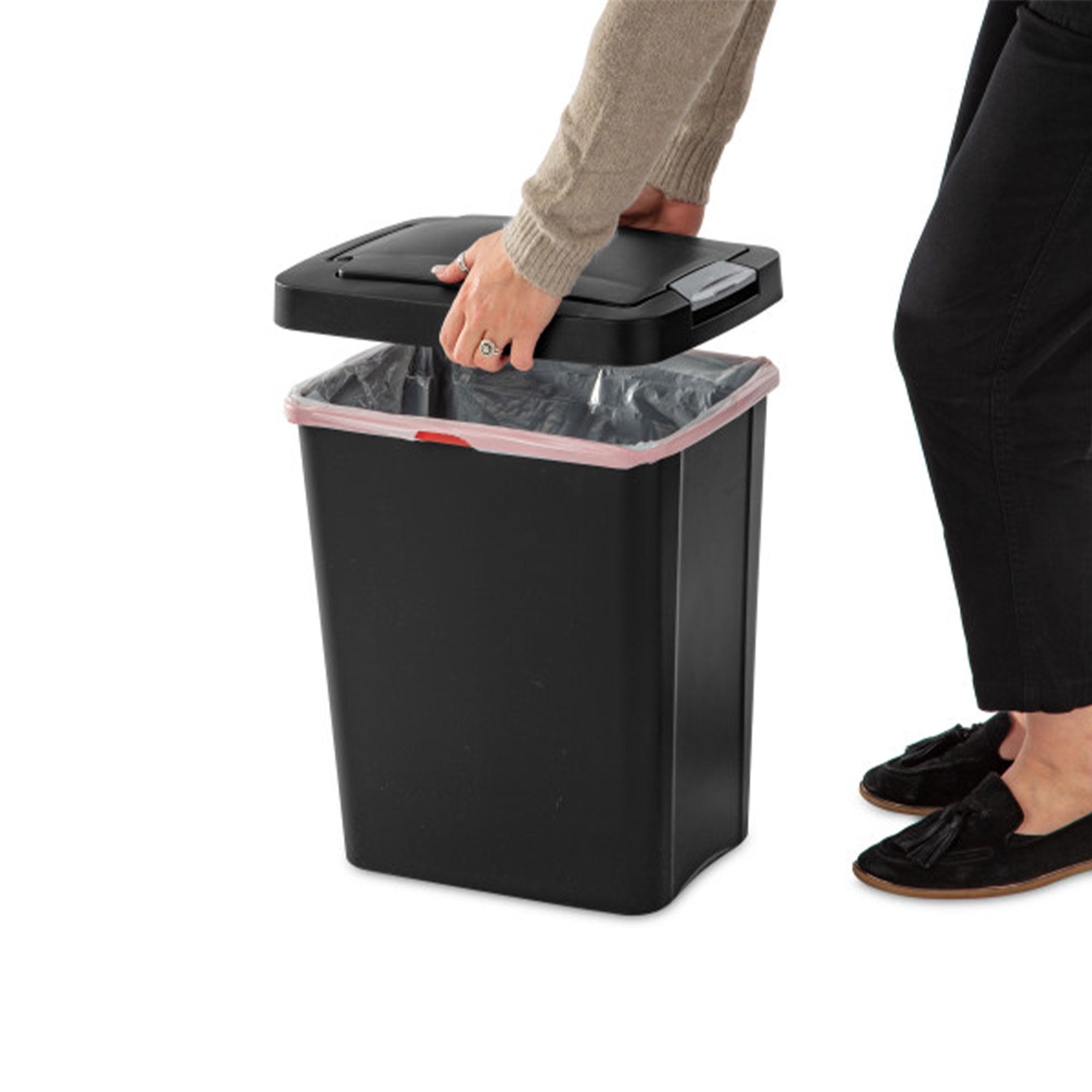 Sterilite 7.5 Gallon TouchTop Wastebasket with Titanium Latch, (12 Pack)