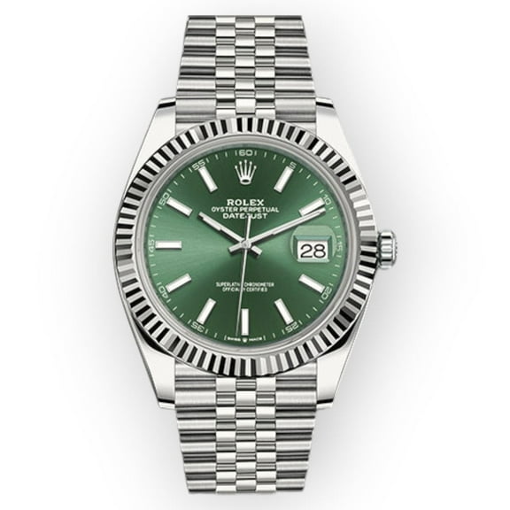 Pre-Owned Rolex Datejust 126334 41mm Mint Green Dial With Jubilee