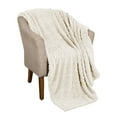 thumbnail image 2 of BNM Boho Knit Plush Soft Fleece Blanket, Throw, Ivory, 2 of 8