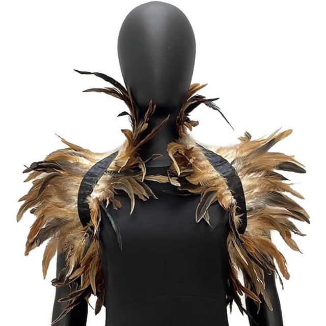 Collar envolvente de cuello de plumas, collar de plumas naturales, chal de capa de plumas, chal de plumas para Halloween