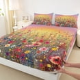 thumbnail image 3 of Manfei Spring Graden 4-Piece Full Size Sheets for Boys Girls,Abstract Gradient Bed Sheets,Botanical Plants Lightweight Sheet Sets,Lightweight Room Decor, 3 of 7