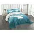 thumbnail image 3 of Ambesonne Adventure Quilted Bedspread Set 3 Pcs, Scenic Wild Forest, Queen Size, Pale Blue Dark Blue, 3 of 5