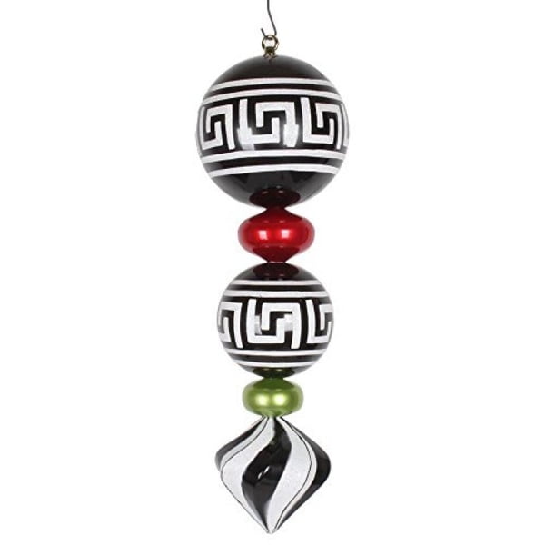 Vickerman 24" Ornement de Noël Noir-Blanc-Rouge-Lime
