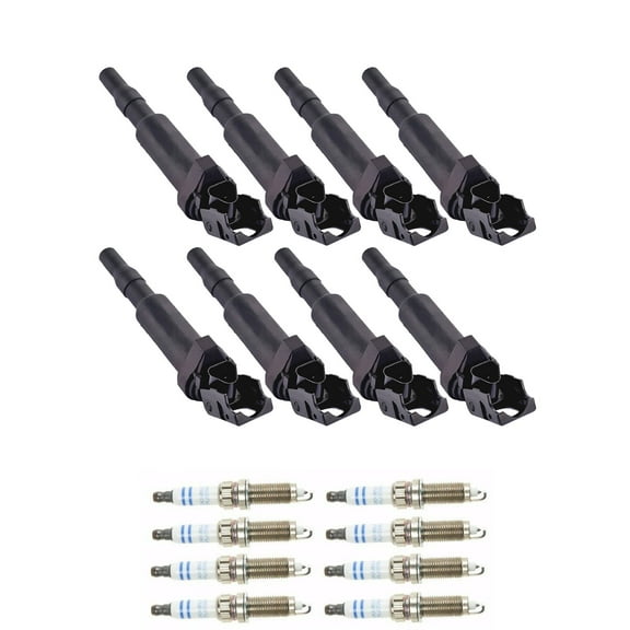 Set of 8 ISA Ignition Coils and 8 Bosch Spark Plugs Compatible with 2011 BMW 750i ActiveHybrid Sedan 4-Door 4.4L 4395CC V8 ELECTRIC/GAS DOHC Turbocharged Replacement for UF592