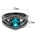 thumbnail image 2 of IP Light Black (IP Gun) Stainless Steel Ring with Top Grade Crystal in Blue Zircon for Women Blue Zircon Stone Color Style TK2744 Size 5, 2 of 5