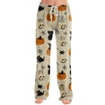 thumbnail image 2 of Halloween Lounge Pants for Women Ghost & Pumpkin Print Stretch Casual Elastic Waist Pj Pants, 2 of 5