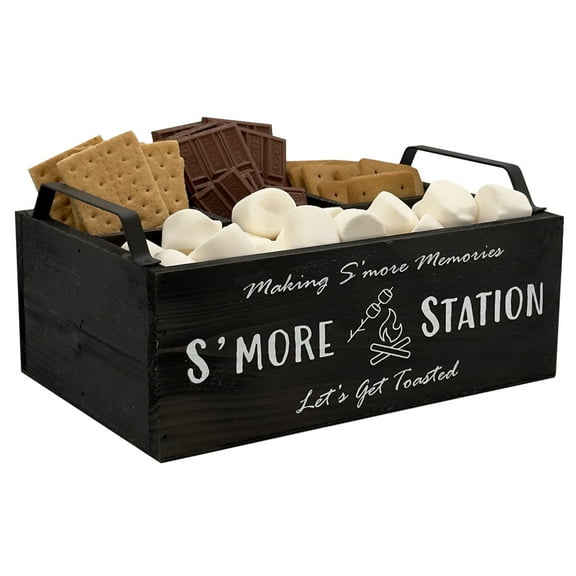 Admired by Nature S'Mores Station, gifts for fire pit, caddy station, smores gift, party station, movie kit gift, organization kit, smores decor, wood tray with handles, hand painted, 1 unit