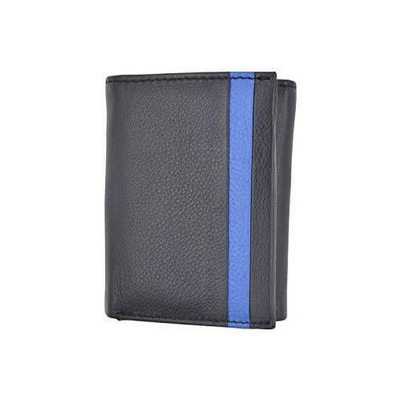 Men's Genuine Soft Leather RFID Trifold Wallet 2 ID Windows & Credit Card Holder Black
