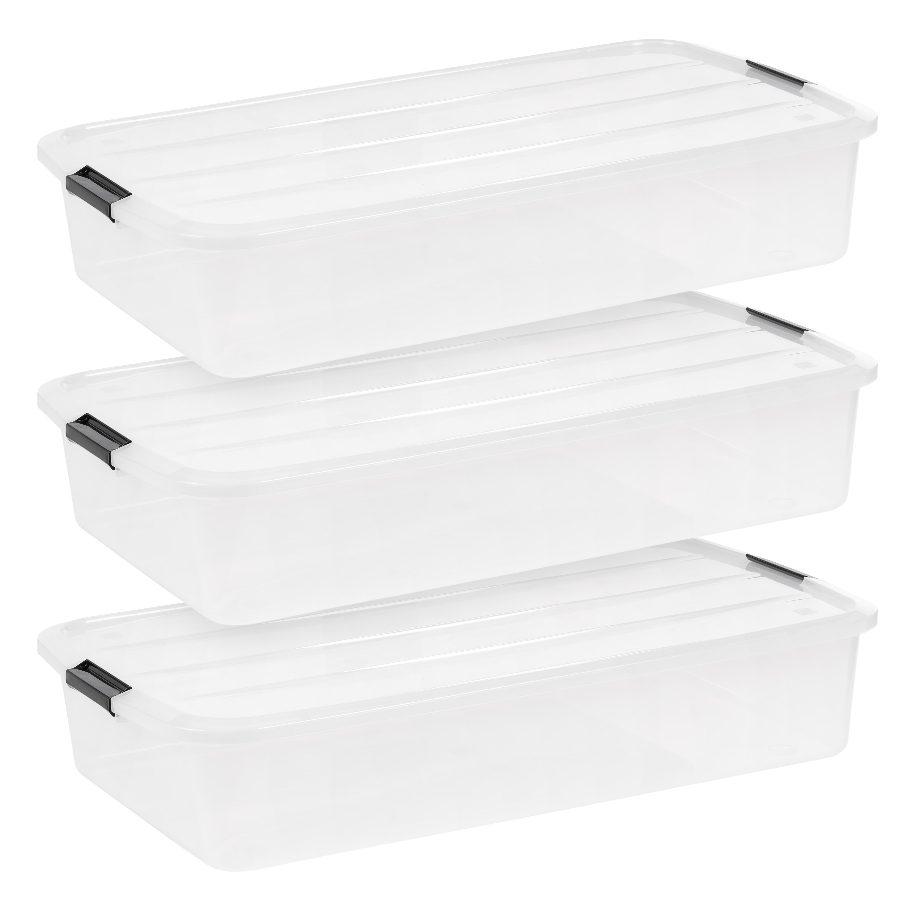 IRIS 50 Qt. Plastic Storage Bins with Lids, Stackable Storage Containers, Totes, 3 Pack