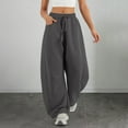 thumbnail image 6 of KDDYLITQ Women Sweatpants Cotton Elastic Waisted Casual Sweat Pants Baggy Wide Leg Sweatpants Barrel Fashion Gym Trousers 2025 Active Pants with Pockets Dark Gray XL, 6 of 7