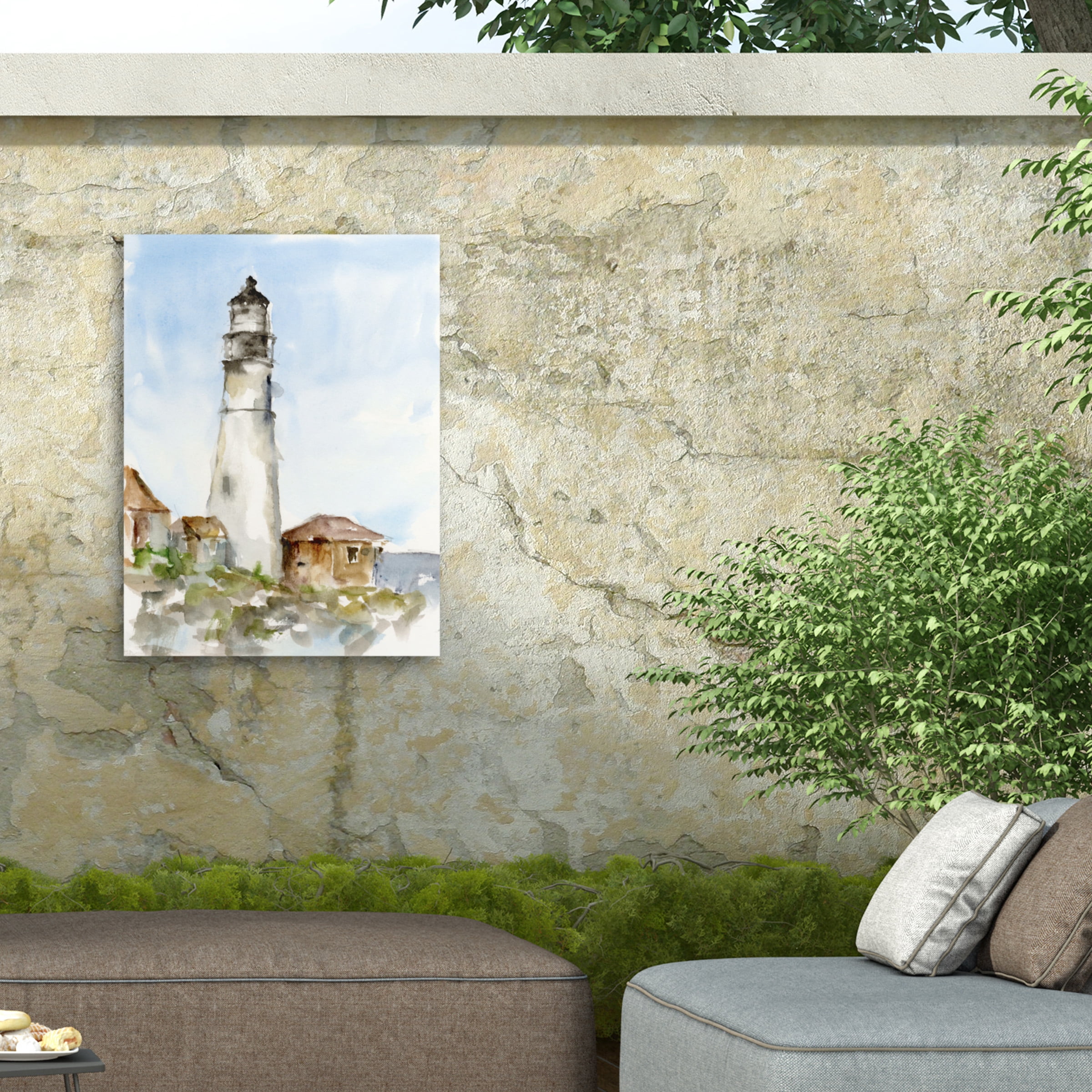 Ethan Harper 'Plein Air Lighthouse Study I' Outdoor Canvas 32x32