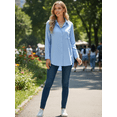thumbnail image 2 of Women's Long Sleeve Button Down Shirt, Classic Collared Pocket Blouse, Loose Versatile Commute Top, Casual Office Women, 2 of 9